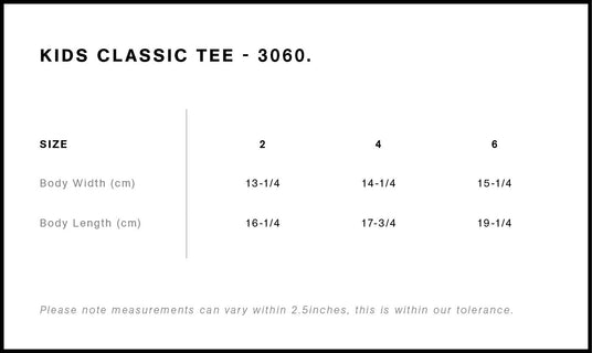 AS Colour 3060 Size Chart