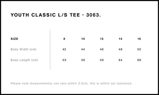 AS Colour 3063 Size Chart