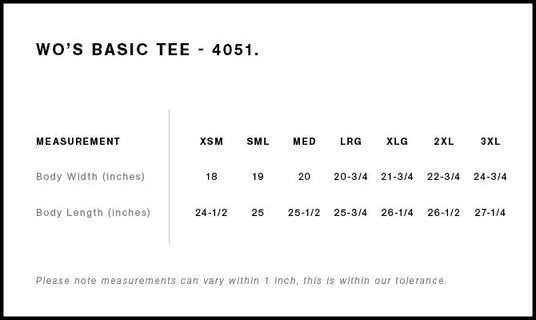 AS Colour 4051 Size Chart