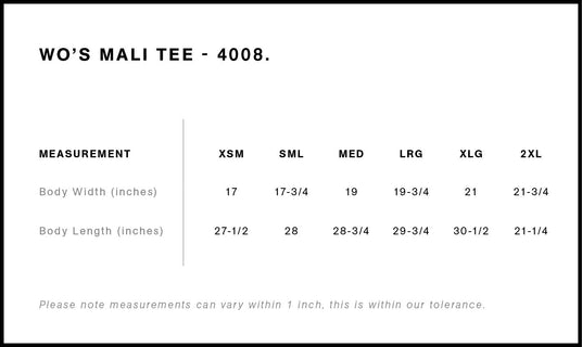 AS Colour 4008 Size Chart