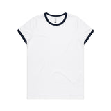 AS Colour Custom Wo's Maple Ringer Tee - 4053 (White/Navy)